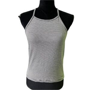 American Eagle Womens Black White Striped High Neck Tank Top Large